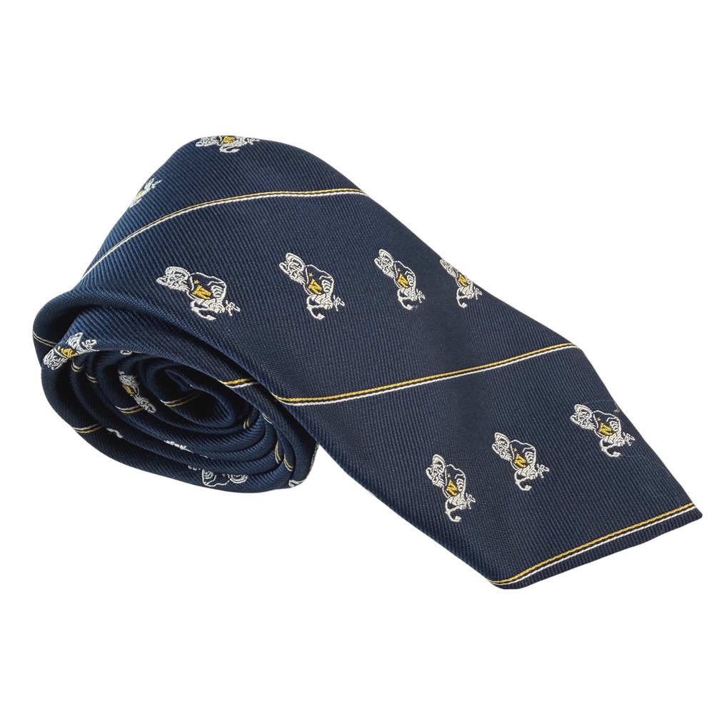 US Navy Academy USNA Midshipmen Bill The Goat Navy Blue Silk Blend Tie USA Made
